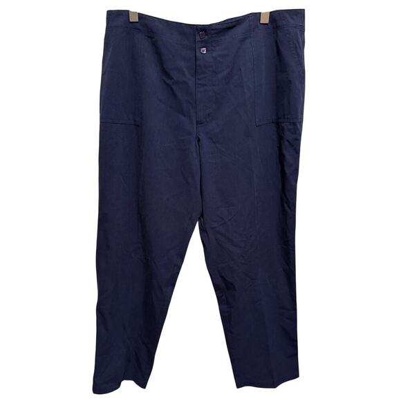 CJ Banks Navy Blue Tencel Straight Leg Pants Pockets Zipper Button Plus Size 18W - Picture 1 of 12